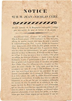 Notice sur M. Jean-Nicolas Céré. Article Extrait de la Biographie Universelle, Rédigée par une So...