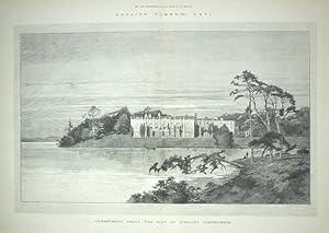 A Large Original Antique Print from The Illustrated London News Illustrating Combermere Abbey in ...