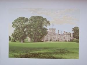 An Original Antique Woodblock Colour Print Illustrating Ednaston Lodge in Derbyshire from The Pic...