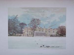 An Original Antique Woodblock Colour Print Illustrating Ednaston Lodge in Derbyshire from The Pic...