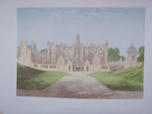 An Original Antique Woodblock Colour Print Illustrating Harlaxton Manor in Lincolnshire from The ...