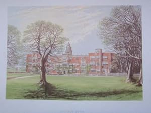 An Original Antique Woodblock Colour Print Illustrating Hatfield House in Hertfordshire from The ...
