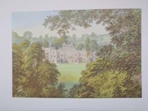 An Original Antique Woodblock Colour Print Illustrating Hampton Court in Herefordshire from The P...