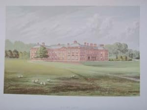 An Original Antique Woodblock Colour Print Illustrating Holme Lacy in Herefordshire from The Pict...