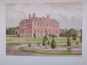 An Original Antique Woodblock Colour Print Illustrating Melton Constable in Norfolk from The Pict...