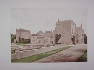 An Original Antique Woodblock Colour Print Illustrating Muncaster Castle in Cumberland from The P...