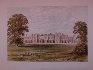 An Original Antique Woodblock Colour Print Illustrating Panshanger Park in Hertfordshire from The...