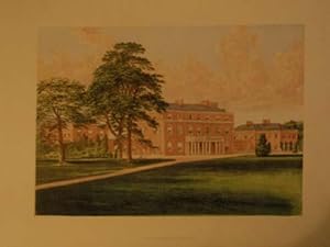 An original antique woodblock colour print illustrating Trafalgar House in Wiltshire from The Pic...
