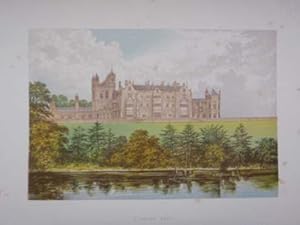. An original antique woodblock colour print illustrating Wolseley Hall in Staffordshire from Pic...