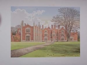 . An original antique woodblock colour print illustrating Witchingham Hall, Norfolk from The Pict...