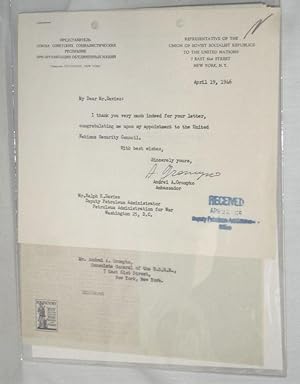 1Typed Letter Signed on His Appointment to the U.N. Security Council, April 19, 1946