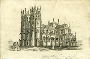 Proof view of St. Andrew's Cathedral, with pencil annotation "Sydney Cathedral when finished will...