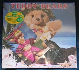TEDDY BEAR WALL CALENDAR 16 month 1994 - (One Pocket Planner // 12 Postcards )