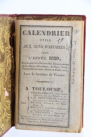 Calendrier utile aux gens d'affaires pour l'année 1829 [Almanach]