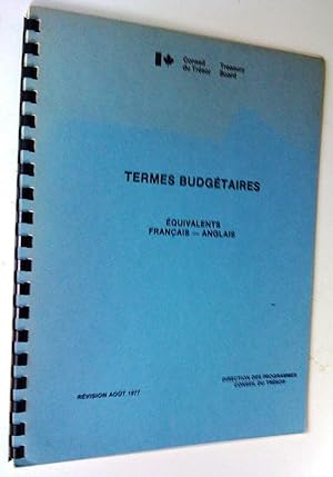 Termes budgétaires équivalents français-anglais, révision août 1977 - Esrtimates Terms English-Fr...