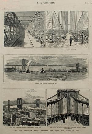 The New Suspension Bridge Between New York and Brooklyn, USA, a full page spread in The Daily Gra...