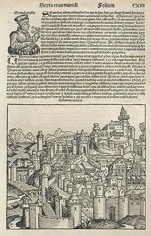 Tivoli, Italy in the Liber chronicarum- Nuremberg Chronicle, an individual page from the Chronicl...