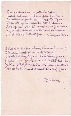 [Manuscrit] Poème autographe signé : acrostiche sur le nom de Edouard Pichon