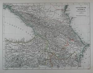 Der Kaukasische Isthmus. Grenzkolorierte Stahlstich-Karte von C. Fuchs nach J. Grässl aus "Neues ...