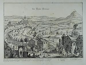 Das Schlos Herrnals. Kupferstich aus M. Merian "Topographia Provinciarum Austriacarum" Frankfurt ...