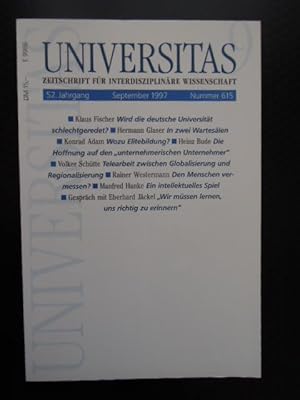 Universitas. Zeitschrift für interdisziplinäre Wissenschaft. 52. Jahrgang. September 1997.