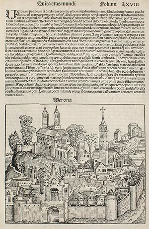 Verona, Italy in the Liber chronicarum- Nuremberg Chronicle, an individual page from the Chronicl...