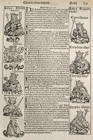 Liber chronicarum- Nuremberg Chronicle, an individual page from the Chronicle featuring Lineage o...