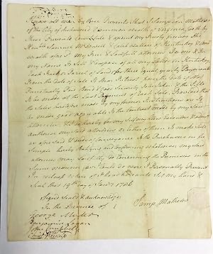 POWER OF ATTORNEY OF SAMPSON MATHEWS OF RICHMOND, VIRGINIA, SIGNED AND DATED JANUARY 19, 1786, AP...