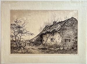 [Modern Etching, dry needle, 20th century] Eemnes-Buiten, signed by Toon de Jong, published 20th ...
