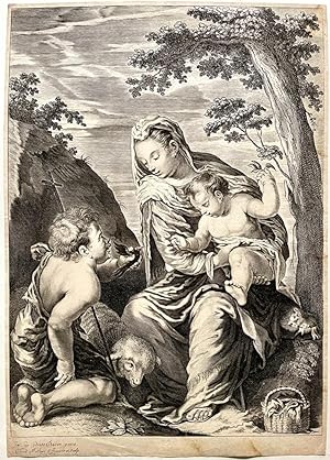[Antique engraving, before 1676] The Virgin and Child with infant St. John the Baptist [Set title...