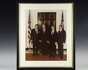 Photograph of Presidents Ronald Reagan, Gerald Ford, Jimmy Carter and Richard Nixon.