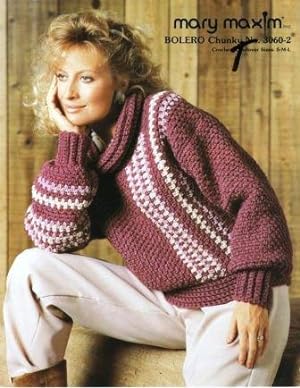 mary maxim Bolero Chunky Crocheted Pullover