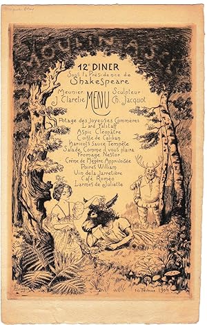 12e DINER SOUS LA PRÉSIDENCE DE SHAKESPEARE at the Restaurant Moulin A Sel on February 10, 1906...