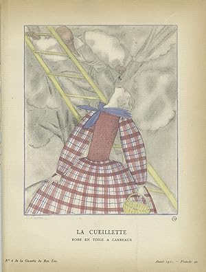 La Cueillette, Robe en Toile a Carreaux; Print from the Gazette du Bon Ton