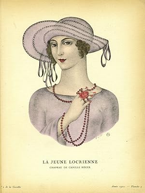 La Jeune Locrienne. Chapeau, de Camille Roger; Print from the Gazette du Bon Ton