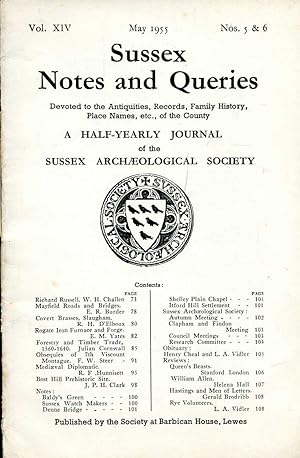Sussex Notes and Queries A half-yearly journal of The Sussex Archaeological Society volume XIV No...