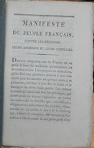 Manifest du Peuple Français contre les Régicides, Leurs Adhérens et Leur Complices.