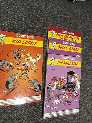 Set of 4 Lucky Luke books in English - Kid Lucky, Belle Star, The Daily Star and From the Gallows...