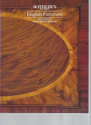 [AUCTION CATALOG] SOTHEBY'S: ENGLISH FURNITURE: FRIDAY 2ND OCTOBER 1992