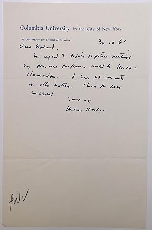 Autographed Letter Signed on "Columbia University" stationery