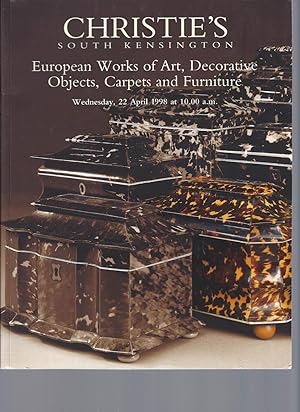 [AUCTION CATALOG] CHRISTIE'S: EUROPEAN WORKS OF ART, DECORATIVE OBJECTS, CARPETS AND FURNITURE: W...