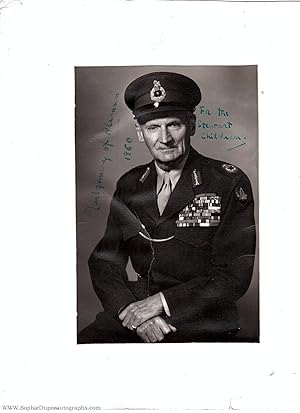 Fine photo signed & inscribed (Viscount of Alamein, Bernard Law, 1887-1976, Field Marshal)