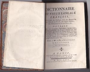 Dictionnaire du Vieux Langage François, enrichi de passages tirés des manuscrits en vers et en pr...