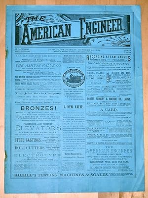 The AMERICAN ENGINEER: An Illustrated Weekly Journal. October 30, 1889 [1 Issue in Original Wraps...