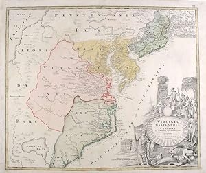 Virginia, Marylandia et Carolina in America Septentrionali Britannorum.