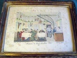 Lithographie couleurs du 18è siècle. Le Goût du jour - Restaurant du Boeuf à la Mode.