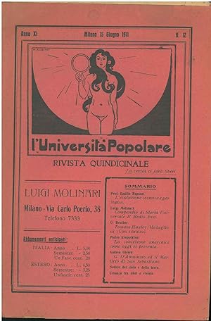 L' università popolare. rivista quindicinale. Anno XI, milano, 15 giugno 1911, n. 12