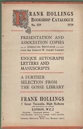 Frank Hollings Bookshop Catalogue: No. 159.; 1929