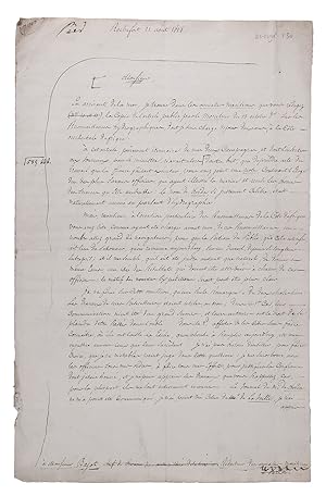 [Autograph letter, signed, to Louis-Marie Bajot].Rochefort, 31 August 1818. Double-leaf (31.3 x 2...