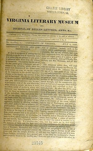 The Virginia Literary Museum and Journal of Belles Lettres, Arts & c.
